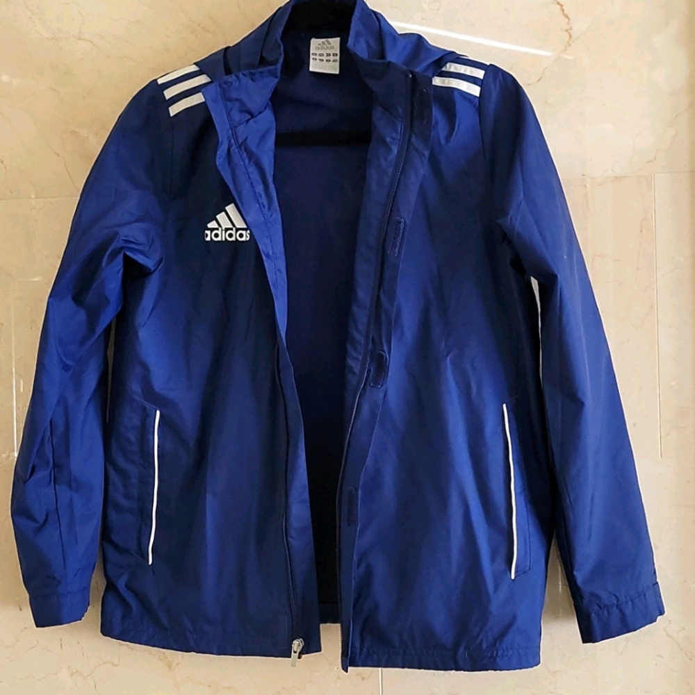 BOY'S NAVY BLUE ADIDAS JACKET WIND BREAKER